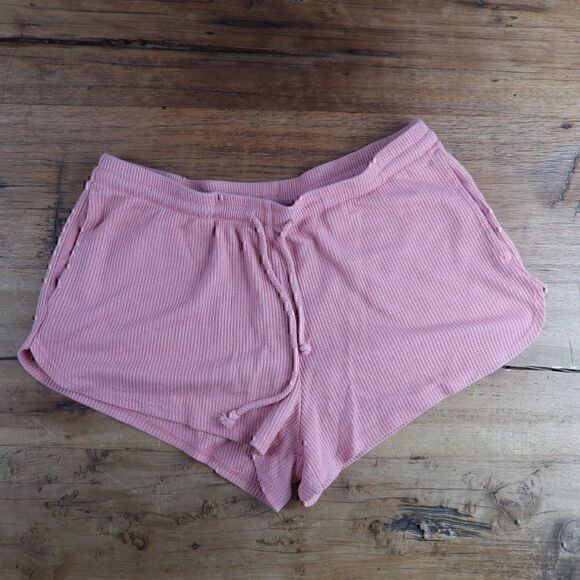 COLSIE PEACH WAFFLE DESIGN DRAWSTRING PAJAMA SHORTS WITH POCKETS SIZE SMALL - Picture 1 of 5
